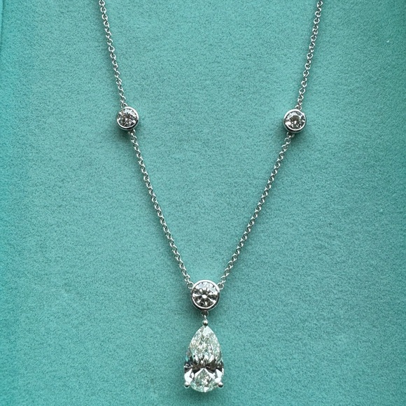 Lab Diamond Pear Shaped Pendant Necklace. 8.71 CTW - Picture 2 of 9